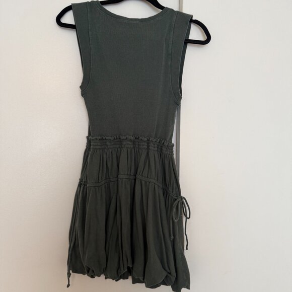 NWOT Daily Practice by Anthropologie Mini Bubble Hem Dress Dark Green Olive XS - Picture 4 of 5